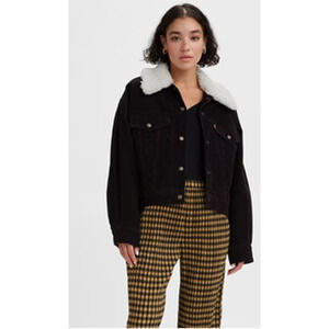 LEVI'S Women's The Sherpa Baby Baggy Trucker Jacket Large NWT